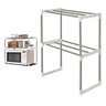 Prateleira Microondas Suporte Inox 2 Andares Ajustavel Gancho Rack Pia Bancada Cozinha Organizaçao M - 1