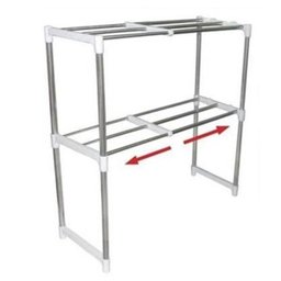 Prateleira Microondas Suporte Inox 2 Andares Ajustavel Gancho Rack Pia Bancada Cozinha Organizaçao M - 7
