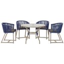Ver imagem 1 de Mesa com 4 Cadeiras de Jantar Roma 100cm e Noronha em Aluminío Fendi Corda Nautica Estofado 11 Trama