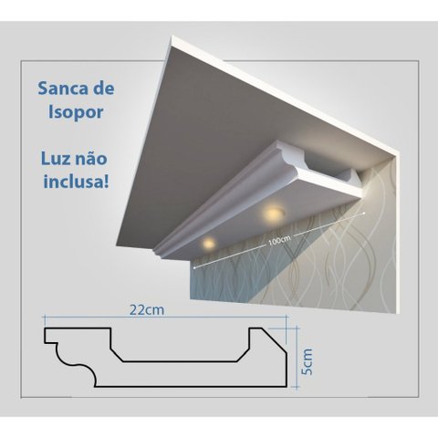 Sanca Spot de Isopor Roda Teto Moldura Decorativa 1m