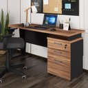 Ver imagem 1 de Escrivaninha Mesa Escritório 150cm 3 Gavetas Flex Multimóveis CR25322