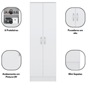 Ver imagem 4 de Sapateira Armário Multiuso Alto 2 Portas Gold Branco