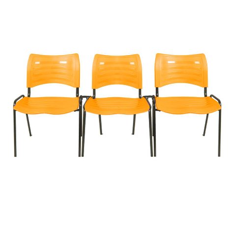 Kit com 3 Cadeiras Iso Turim Plastica Igreja Recepção Escola Laranja Popmov Kit 3 Cadeira Iso