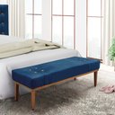 Ver imagem 2 de Divã Recamier Banco Base Madeira para Quarto Gênova 195cm Suede Azul Marinho S04 - D'Rossi