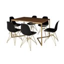 Ver imagem 6 de Mesa Jantar Industrial Retangular 137X90Cm Amêndoa Base V C/6 Cadeiras Pretas Base Do Cor: Amendoa