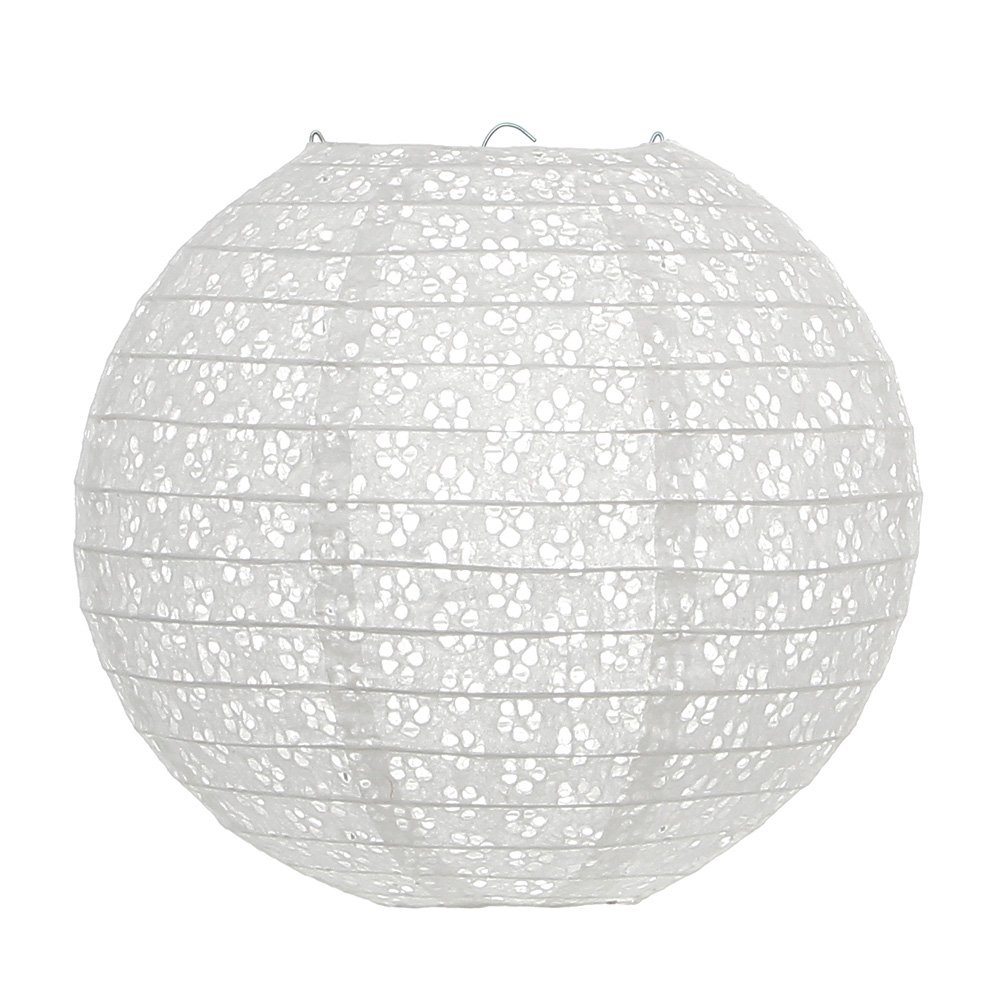 Kit 2 Luminária Japonesa Papel 30 cm Vazada Branca MadeiraMadeira