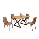 Ver imagem 2 de Conjunto Sala de Jantar Mesa 120x90cm Base Império Tampo MDF Malibu Marrom