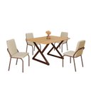 Ver imagem 2 de Conjunto Sala de Jantar Mesa 120x90cm Base Império Tampo MDF Malibu Marrom/Creme
