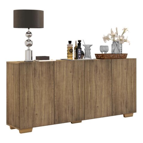 Aparador Buffet 4 Portas com Pés Quadrados Veneza Multimóveis V3557 Rustic/Natural
