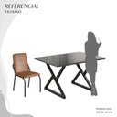 Ver imagem 5 de Conjunto Sala de Jantar Mesa 120x90cm Base Império Tampo MDF Laca com Vidro Malibu Preto/Marrom