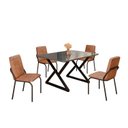 Ver imagem 2 de Conjunto Sala de Jantar Mesa 120x90cm Base Império Tampo MDF Laca com Vidro Malibu Preto/Marrom