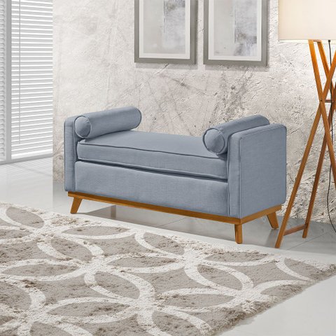 Recamier Italia 1,50M com Base Madeira Linho Sofatec