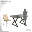 Ver imagem 5 de Conjunto Sala de Jantar Mesa 120x90cm Base Império Tampo MDF Laca com Vidro Malibu Preto/Creme