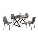 Ver imagem 2 de Conjunto Sala de Jantar Mesa 120x90cm Base Império Tampo MDF Laca com Vidro Malibu Preto/Grafite