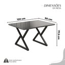 Ver imagem 3 de Conjunto Sala de Jantar Mesa 120x90cm Base Império Tampo MDF Laca com Vidro Malibu Preto/Grafite