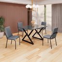 Ver imagem 1 de Conjunto Sala de Jantar Mesa 120x90cm Base Império Tampo Mdf Laca com Vidro Malibu