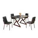 Ver imagem 2 de Conjunto Sala de Jantar Mesa 120x90cm Base Império Tampo MDF Laca com Vidro Malibu Marrom/Preto