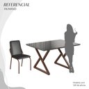 Ver imagem 5 de Conjunto Sala de Jantar Mesa 120x90cm Base Império Tampo MDF Laca com Vidro Malibu Marrom/Preto