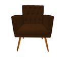 Ver imagem 3 de Kit Namoradeira + 1 Poltrona Decorativa Nina Capitonê + Puff Redondo Couro Marrom Pés Madeira Mz Dec