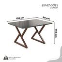 Ver imagem 3 de Conjunto Sala de Jantar Mesa 120x90cm Base Império Tampo MDF Laca com Vidro Malibu Marrom