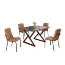 Ver imagem 2 de Conjunto Sala de Jantar Mesa 120x90cm Base Império Tampo Mdf Laca com Vidro Malibu