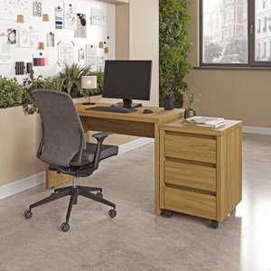 Escrivaninha Mesa Escritório 120cm com Gaveteiro com Rodízio Ficus CabeCasa MadeiraOriginals