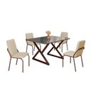 Ver imagem 2 de Conjunto Sala de Jantar Mesa 120x90cm Base Império Tampo Mdf Laca com Vidro Malibu