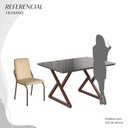 Ver imagem 5 de Conjunto Sala de Jantar Mesa 120x90cm Base Império Tampo MDF Laca com Vidro Malibu Marrom/Creme