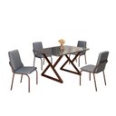 Ver imagem 2 de Conjunto Sala de Jantar Mesa 120x90cm Base Império Tampo MDF Laca com Vidro Malibu Marrom/Grafite