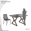 Ver imagem 5 de Conjunto Sala de Jantar Mesa 120x90cm Base Império Tampo MDF Laca com Vidro Malibu Marrom/Grafite
