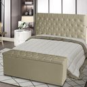 Ver imagem 2 de Kit Cabeceira de Cama Box e Calçadeira Baú Paris King 195 Cm Capitonê Suede Bege Eli Móveis