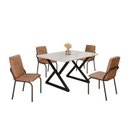 Ver imagem 2 de Conjunto Sala de Jantar Mesa 120x90cm Base Império Tampo MDF Laca com Vidro Malibu Preto/Marrom