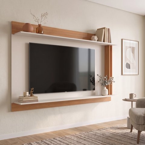 Painel para TV até 65 Polegadas 110cm x 180cm Branco Freijó Off-White New York