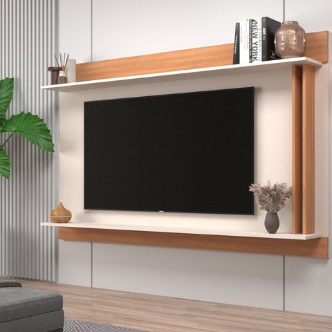 Painel para TV até 65 Polegadas 180cmx110cm New York Branco Freijó/Off White