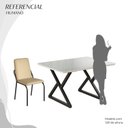 Ver imagem 5 de Conjunto Sala de Jantar Mesa 120x90cm Base Império Tampo MDF Laca com Vidro Malibu Preto/Creme