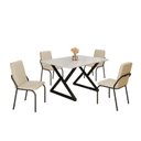 Ver imagem 2 de Conjunto Sala de Jantar Mesa 120x90cm Base Império Tampo MDF Laca com Vidro Malibu Preto/Creme