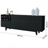 Balcão Buffet Duna com Adega 3 Portas 1 Gaveta Preto Tx - Mavaular - 4