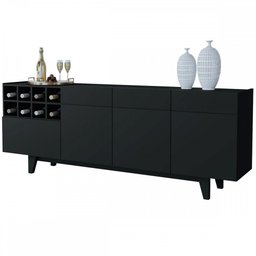 Balcão Buffet Duna com Adega 3 Portas 1 Gaveta Preto Tx - Mavaular - 2