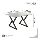 Ver imagem 3 de Conjunto Sala de Jantar Mesa 120x90cm Base Império Tampo MDF Laca com Vidro Malibu Preto/Grafite