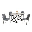 Ver imagem 2 de Conjunto Sala de Jantar Mesa 120x90cm Base Império Tampo MDF Laca com Vidro Malibu Preto/Grafite