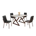 Ver imagem 2 de Conjunto Sala de Jantar Mesa 120x90cm Base Império Tampo MDF Laca com Vidro Malibu Marrom/Preto