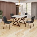 Ver imagem 1 de Conjunto Sala de Jantar Mesa 120x90cm Base Império Tampo MDF Laca com Vidro Malibu Marrom/Preto