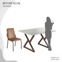 Ver imagem 5 de Conjunto Sala de Jantar Mesa 120x90cm Base Império Tampo MDF Laca com Vidro Malibu Marrom