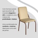 Ver imagem 7 de Conjunto Sala de Jantar Mesa 120x90cm Base Império Tampo MDF Laca com Vidro Malibu Marrom/Creme