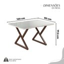Ver imagem 3 de Conjunto Sala de Jantar Mesa 120x90cm Base Império Tampo MDF Laca com Vidro Malibu Marrom/Creme
