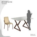 Ver imagem 5 de Conjunto Sala de Jantar Mesa 120x90cm Base Império Tampo MDF Laca com Vidro Malibu Marrom/Creme