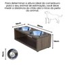 Comedouro Elevado Duplo Pet Gato Cachorro Mdf Luke - Inox - Amadeirado - 2