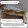 Comedouro Elevado Duplo Pet Gato Cachorro Mdf Luke - Inox - Amadeirado - 3
