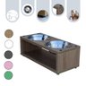 Comedouro Elevado Duplo Pet Gato Cachorro Mdf Luke - Inox - Amadeirado - 5
