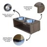 Comedouro Elevado Duplo Pet Gato Cachorro Mdf Luke - Inox - Amadeirado - 4